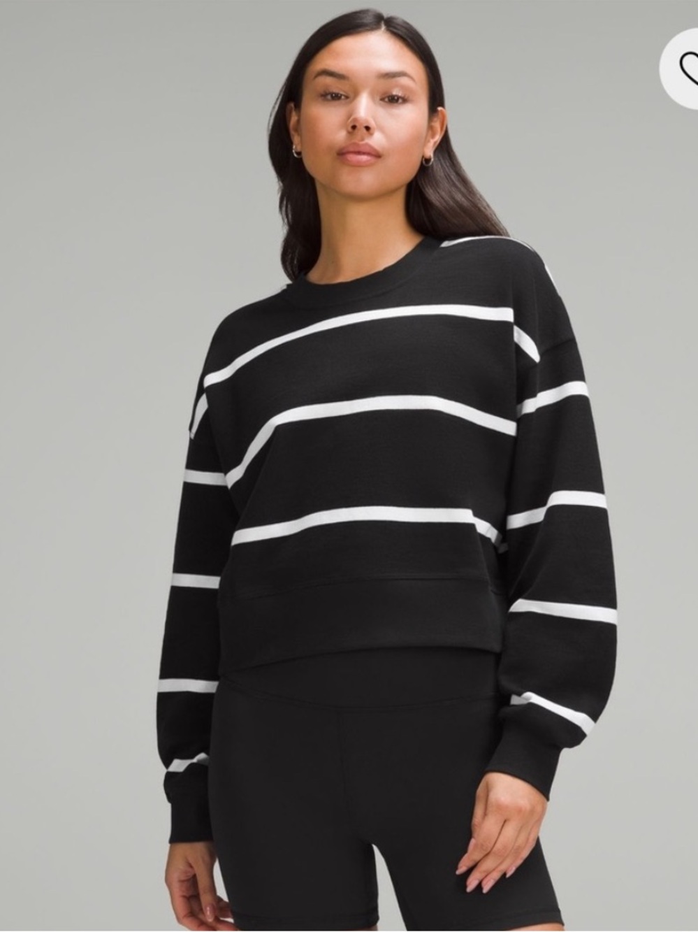lululemon Black White Stripe Perfectly Oversized Crewneck Sweatshirt